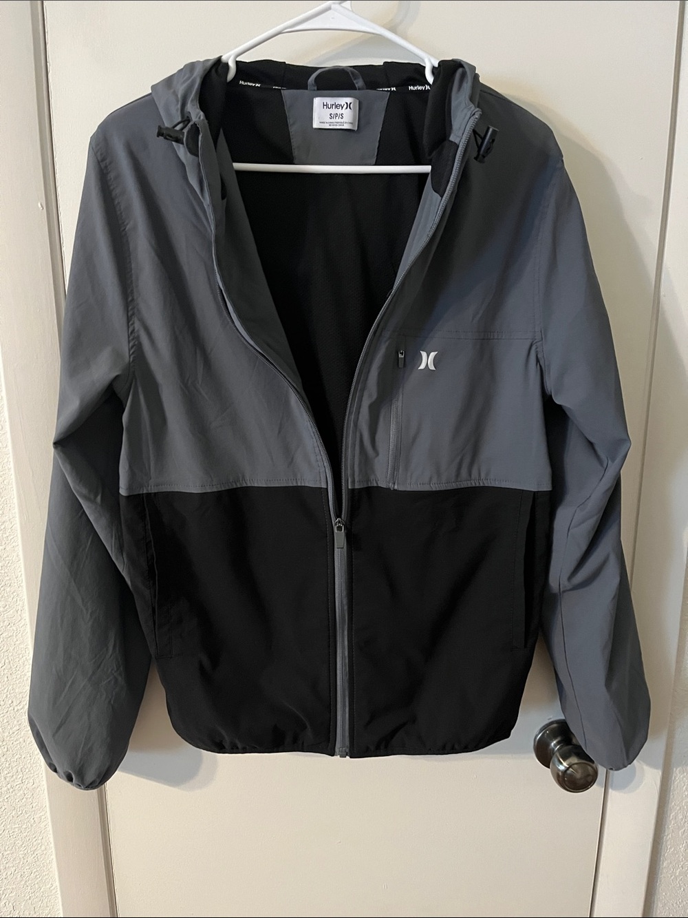 Hurley Two-Tone Gray and Black Hooded Utility Jacket